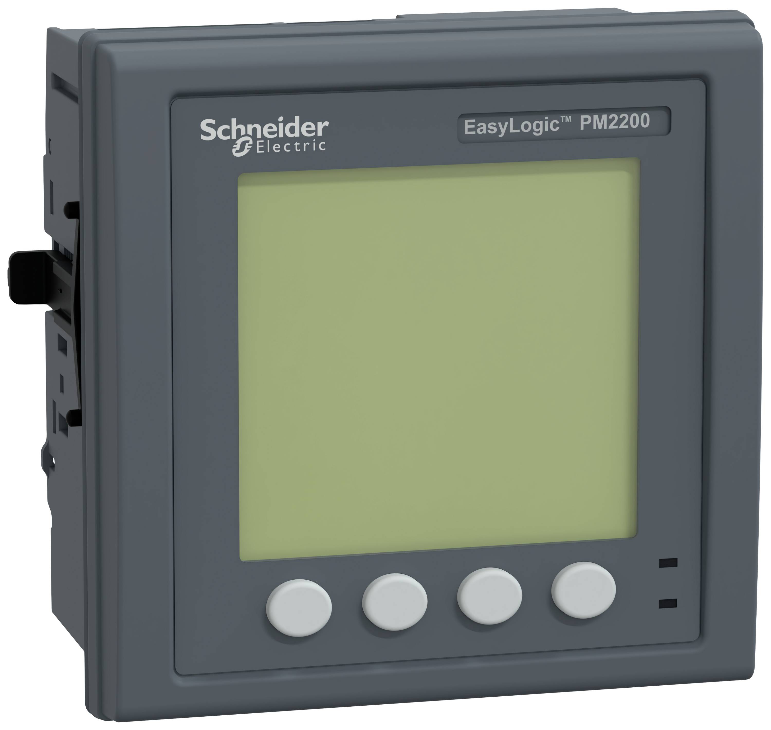 Digitale energiemeter "Schneider Electric EasyLogic PM2200" met display en bedieningsknoppen, voor bewaking van elektrotechnische installaties.