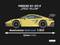 Geel Porsche 911 GT3 R model, schaal 1:50, 9,5 cm lang.