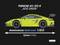 Illustratie van een Porsche 911 GT3 R in 'Acid Green' met modelschaal 1:50. Lengte: 9,5 cm (3,74 inch).