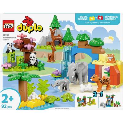 'LEGO Duplo 10446' Set met 92 onderdelen: Dieren zoals olifant, tijger, panda en omgevingen zoals bos en rivier. Geschikt vanaf 2 jaar.