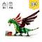 LEGO-Set '3-in-1' voor kinderen vanaf 9 jaar. Bevat 715 onderdelen voor het bouwen van een groene draak met rode vleugels en gouden details.