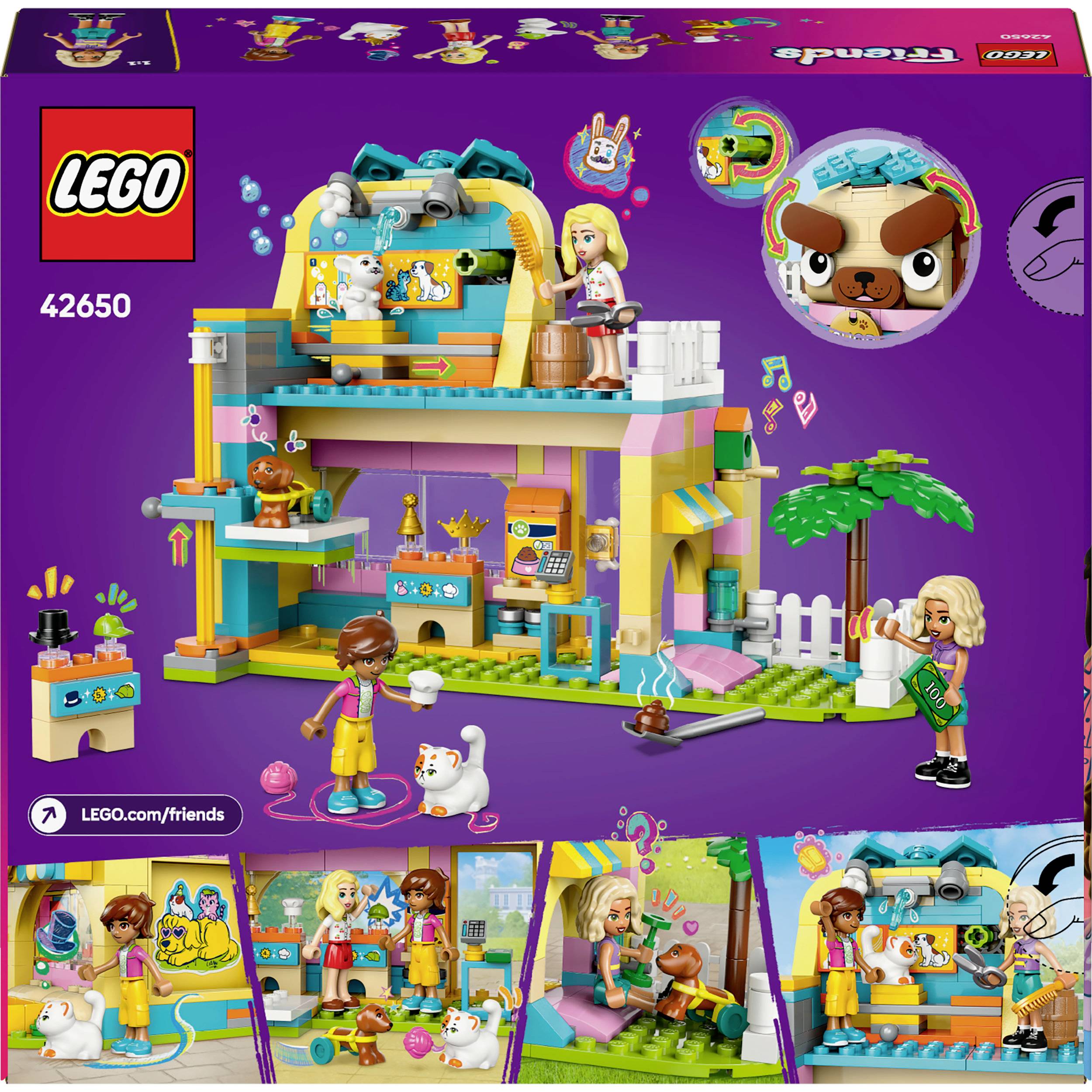 LEGO-bouwset voor kinderen vanaf 7 jaar: Bouwpakket met twee speelfiguren, hond en kattencafé-scène. Bevat creatieve details en accessoires.
