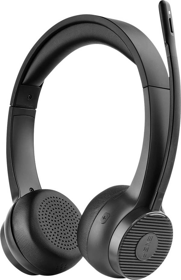 EKSA H16 On Ear headset  Bluetooth  Zwart Noise Cancelling, Ruisonderdrukking (microfoon) Headset, Volumeregeling, Indicator voor batterijstatus Computer