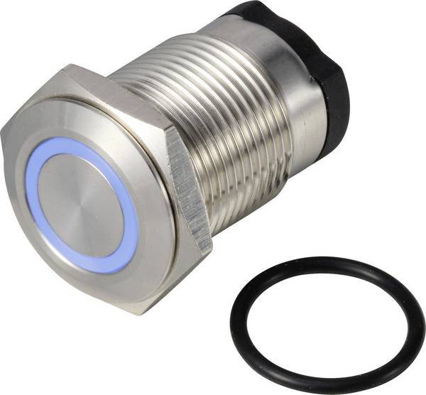 TRU COMPONENTS TC-13224156 ONPOW6316F-10E/Q/B/12V/S Druktoets 36 V DC/AC 2 A 1x uit/(aan) Moment Blauw IP65 1 stuk(s)
