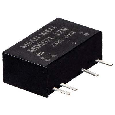Rechthoekig elektronisch component met vier aansluitpennen, gekenmerkt door het opschrift 'MEAN WELL MD912L-12N', gebruikt in elektronische schakelingen.