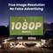 Buitencanvas met filmprojectie in '1080P Native', aangeprezen als 'True Image Resolution', 450 ANSI Lumen en 60 Hz.