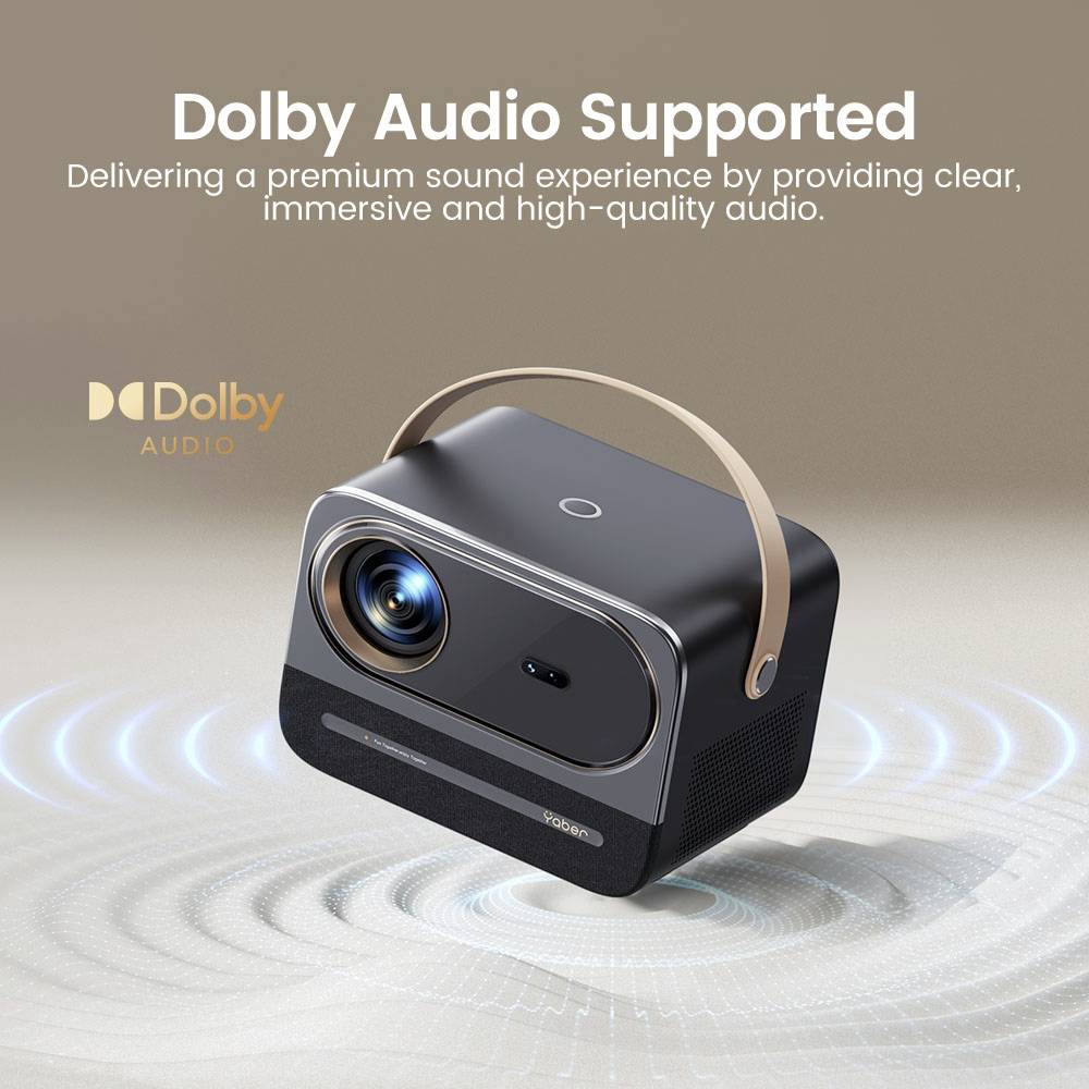 Draagbare projector met Dolby Audio, biedt een hoogwaardig geluidsgevoel door heldere, meeslepende en kwalitatief hoogstaande geluidsweergave.