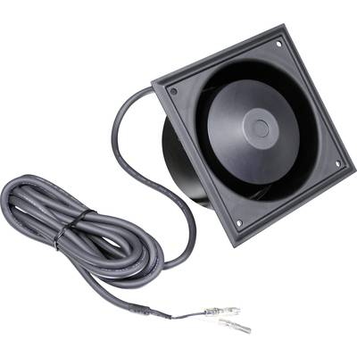 Een vierkante luidspreker met kabel en aansluitingen, geschikt voor inbouw in technische apparaten voor audio-uitvoer.