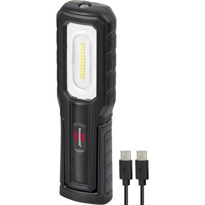 Zwart oplaadbare werklamp met frontaal LED-paneel en twee USB-C-oplaadkabels inbegrepen