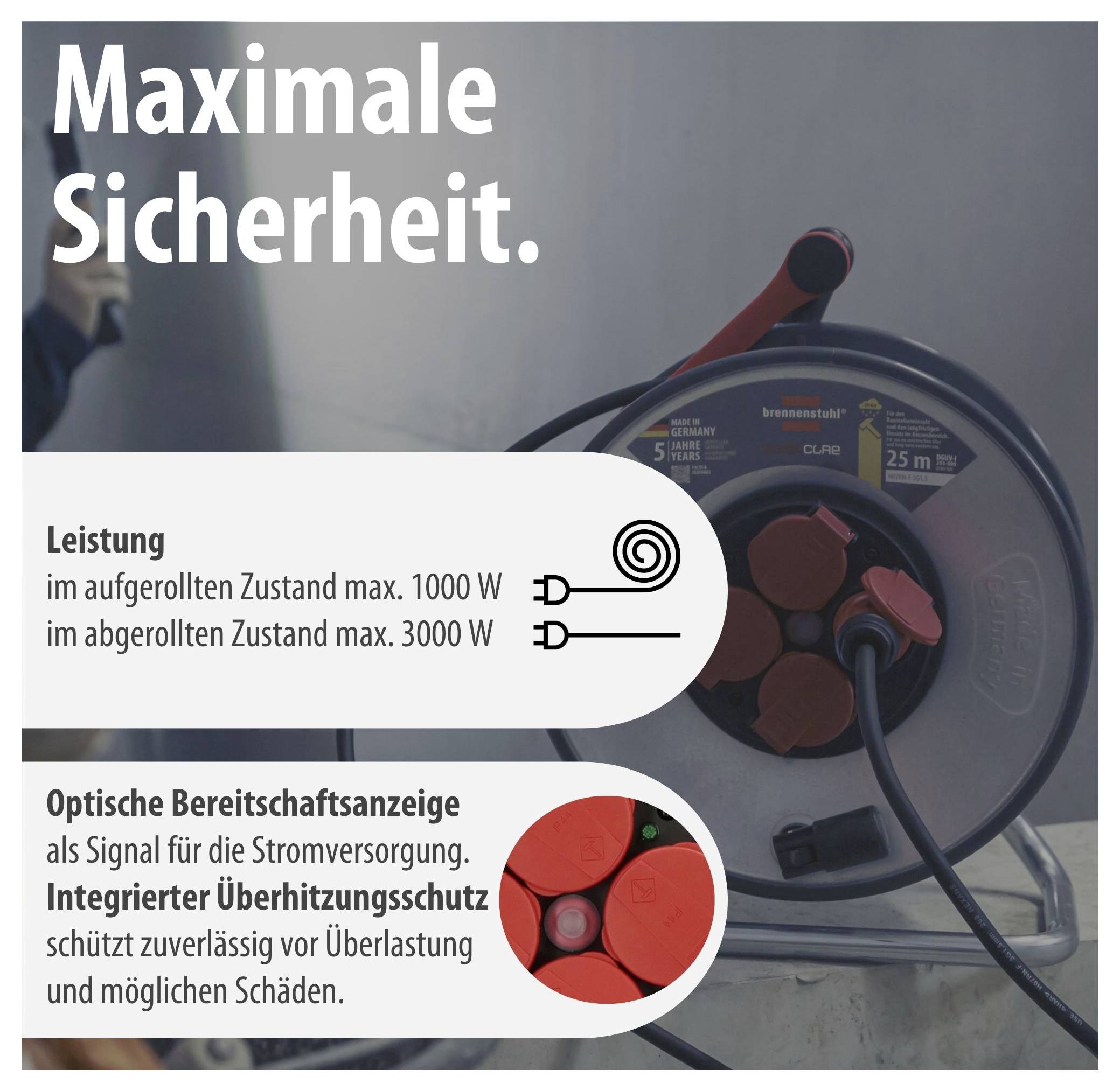 Brennenstuhl 9191250110 Kabelhaspel 25 m Zwart Randaarde stekker-5