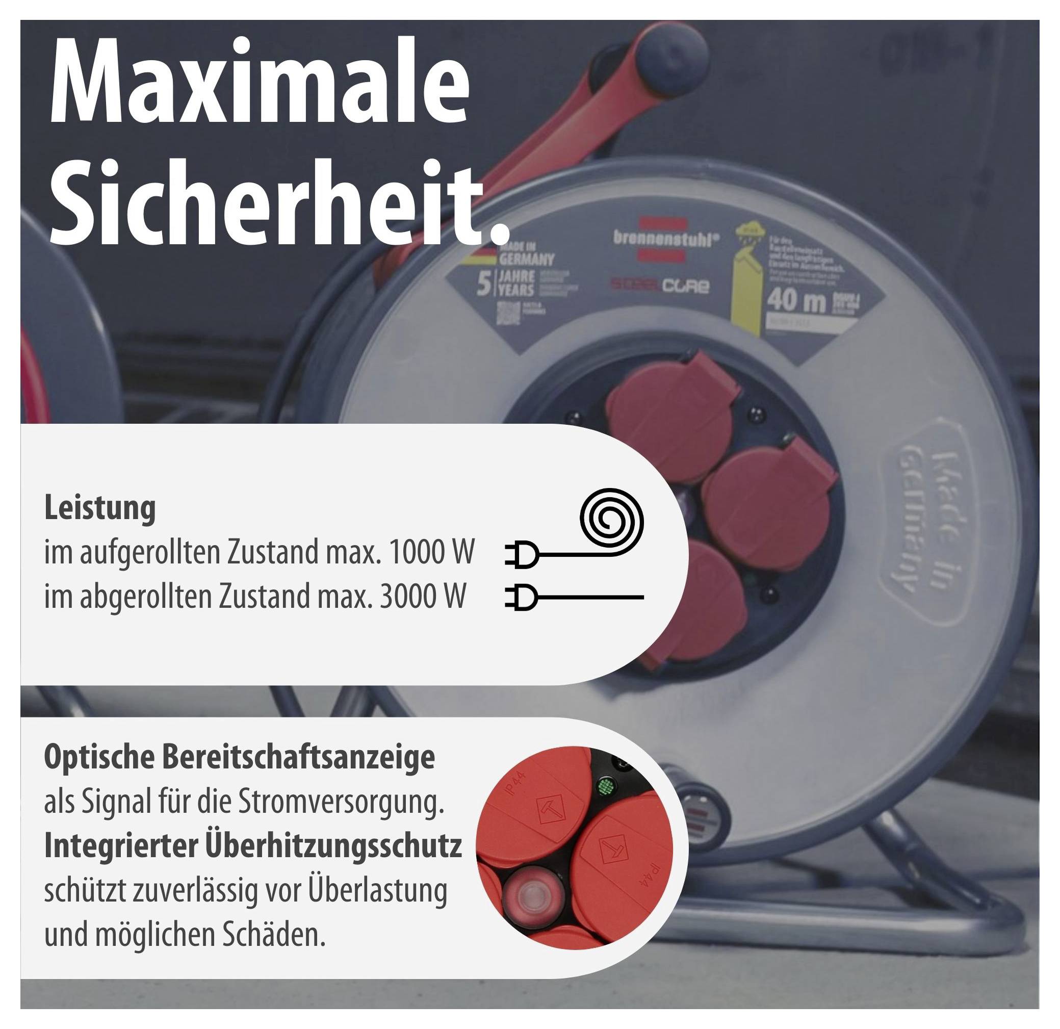 Brennenstuhl 9191400110 Kabelhaspel 40 m Zwart Randaarde stekker-5