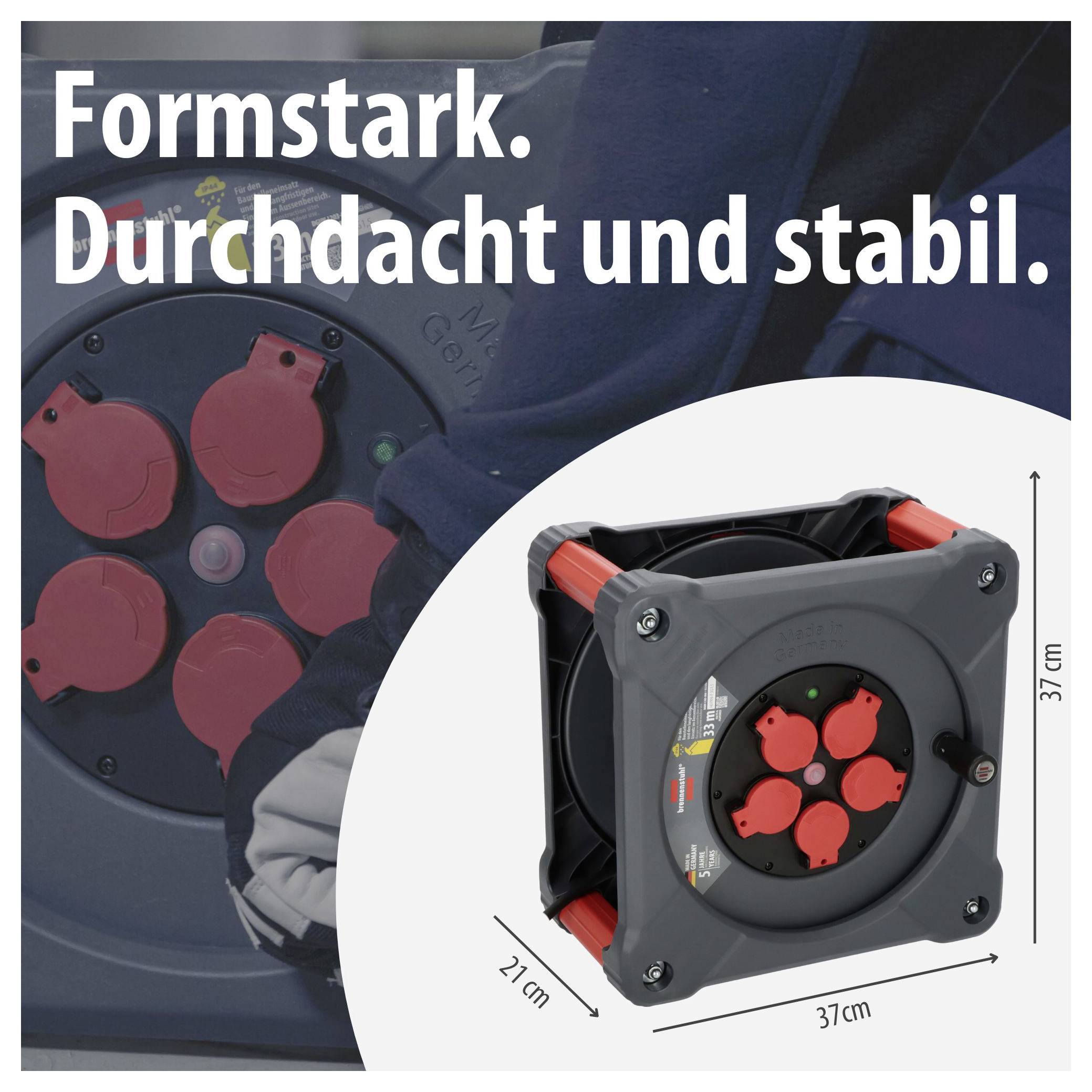 Brennenstuhl 9212380210 Kabelhaspel 33 m Rood Randaarde stekker-7
