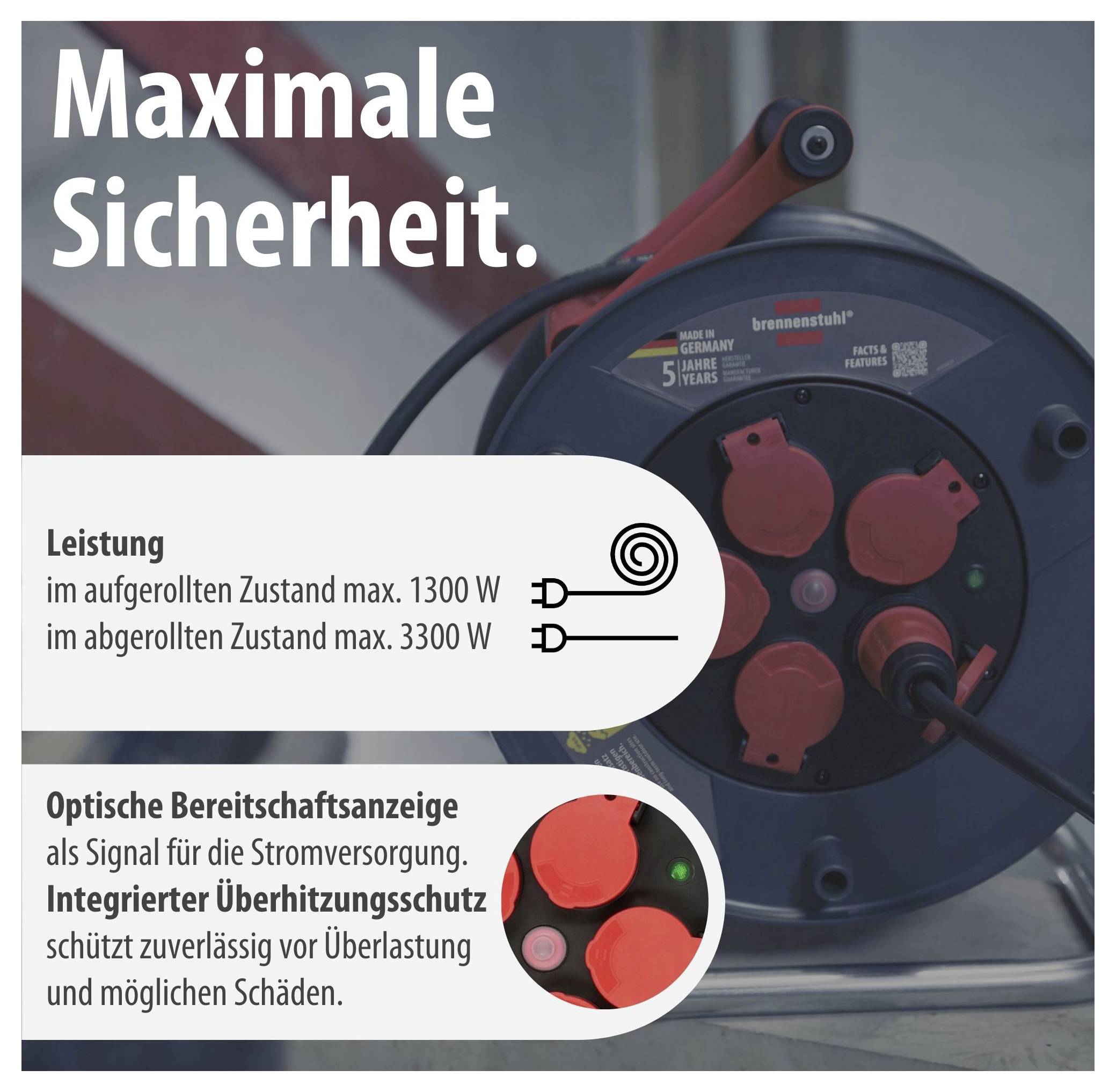 Brennenstuhl 9232400100 Kabelhaspel 40 m Zwart Randaarde stekker-5