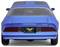 Een blauwe Pontiac Trans Am van achteren, met opvallende achterlichten en een opvallende 'Trans Am'-tekst op de achterklep.