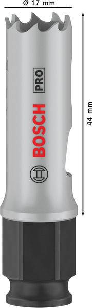 Bimetalen gatenzaag 'Bosch Pro' met een diameter van 17 mm en een lengte van 44 mm. Ideaal voor nauwkeurige gatboringen.