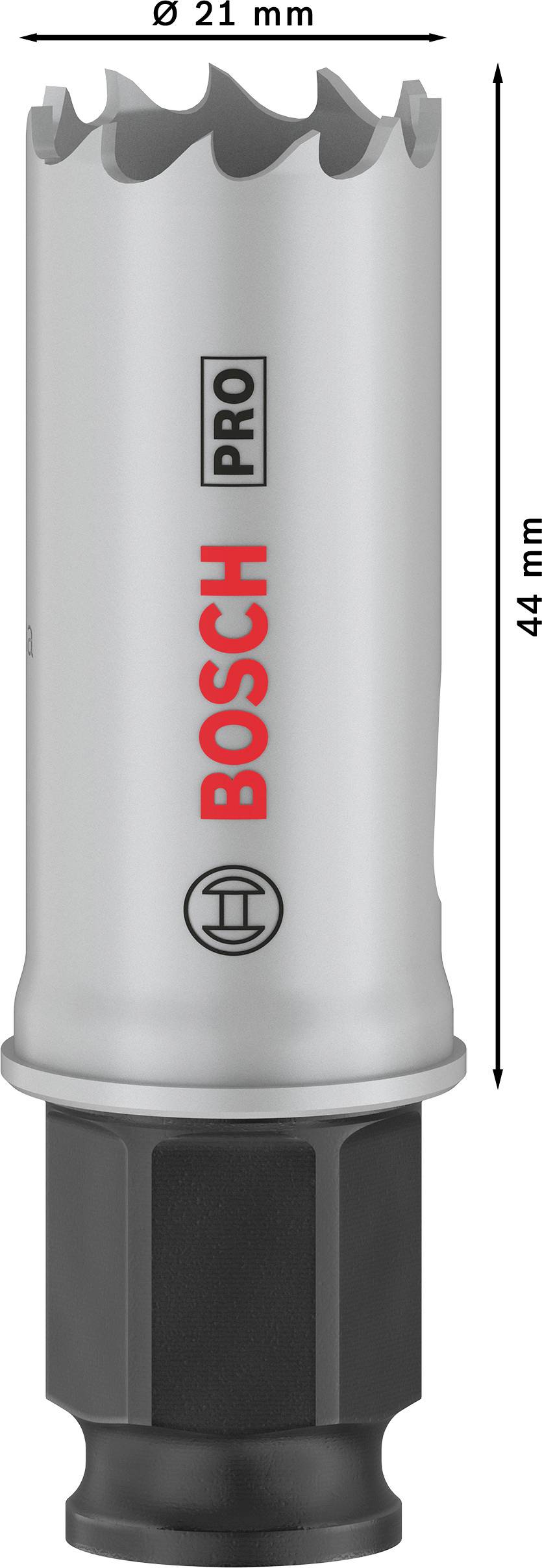Boorblad van Bosch Pro met een diameter van 21 mm en een lengte van 44 mm. Geschikt voor precisie boren.