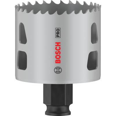 Boorkroon met getande rand en 'Bosch Pro'-logo in het midden, geschikt voor precies boren in verschillende materialen.