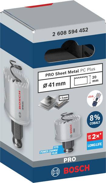 'Bosch HSS-bimetalen gatenzaag, Ø 41 mm voor platen. 8% kobalt, Geschikt voor dunne metalen onder 5 mm. Levensduur tot wel 2x.'