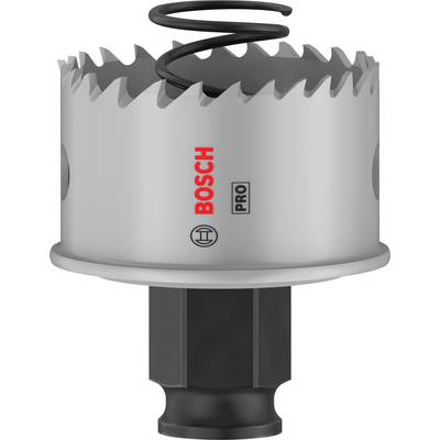 Metalen boorbit van Bosch, zilver, met zwarte schacht en geïntegreerde veer, geschikt voor professionele ambachtelijke werkzaamheden.
