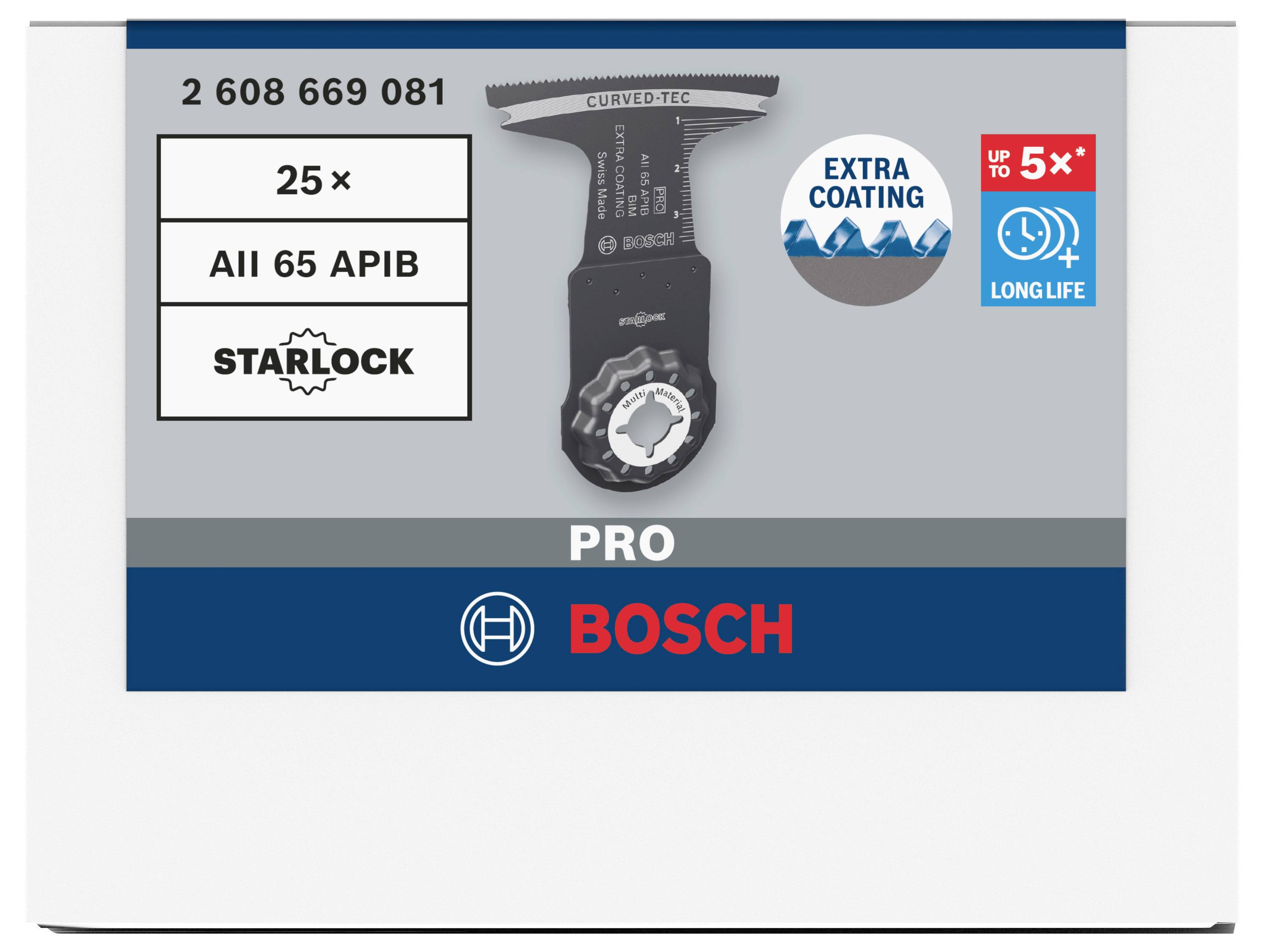 'Zaagblad met Starlock-opname, geschikt voor hout en metaal, gemarkeerd met 'PRO' en 'BOSCH', 25 stuks, duurzaam.'