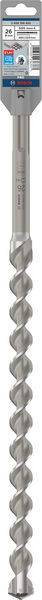 Een spiraalvormige boor, geschikt voor beton en metselwerk. Het etiket bovenaan toont details over de afmeting en compatibiliteit voor boormachines.