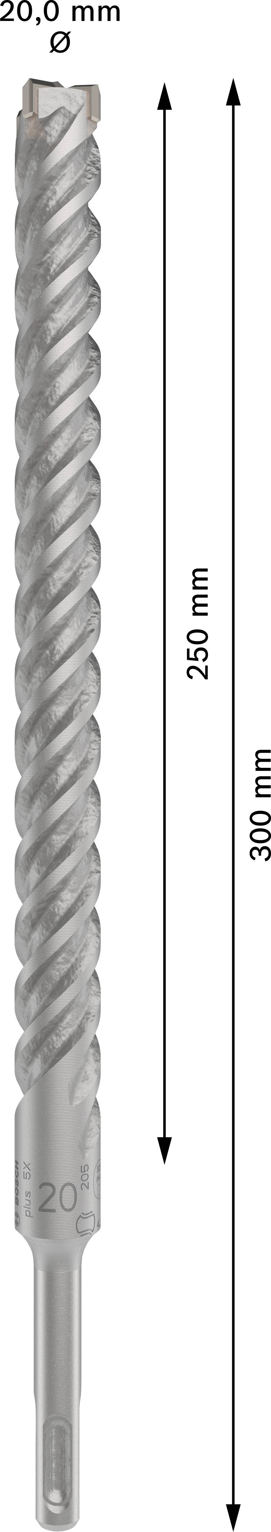 Metalen boor met een lengte van 300 mm en een diameter van 20 mm.