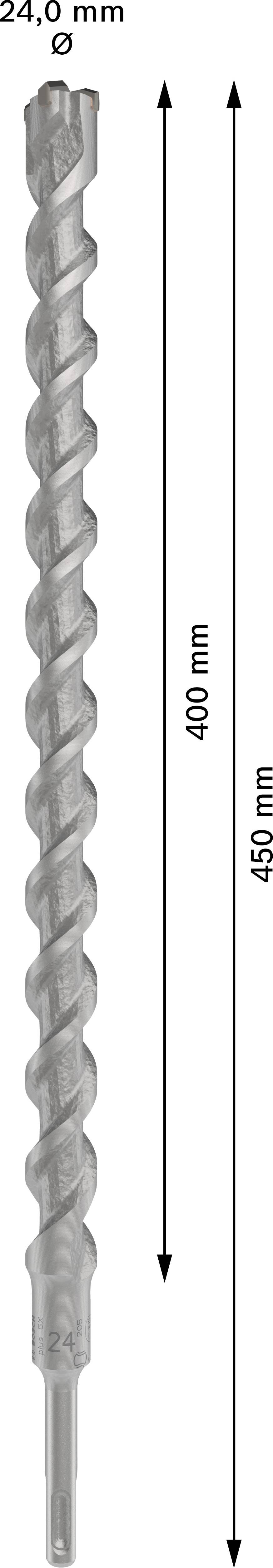 Boor met een diameter van 24,0 mm en een lengte van 400 mm, met een totale lengte van 460 mm.