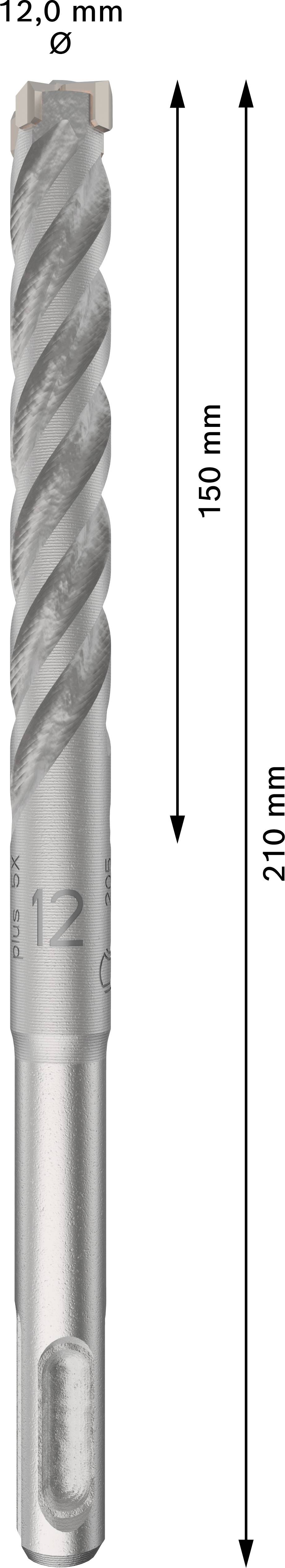 Boor met een diameter van 12,0 mm. Totale lengte 210 mm, werklengte 150 mm.