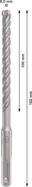 Boor met 5 mm diameter, 160 mm totale lengte, 100 mm werklengte. Spiraalvormig ontwerp voor nauwkeurig boren in beton.