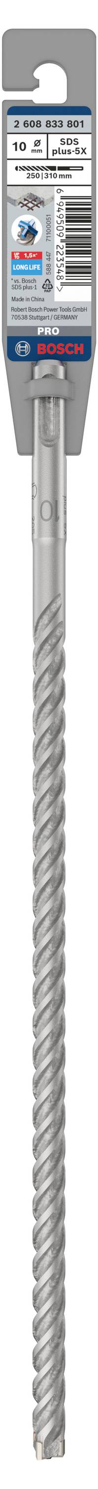 Boren met verpakking; details over grootte en type op het etiket. Hoofdmateriaal metaal met spiraalvormig ontwerp. Merknaam bovenaan.