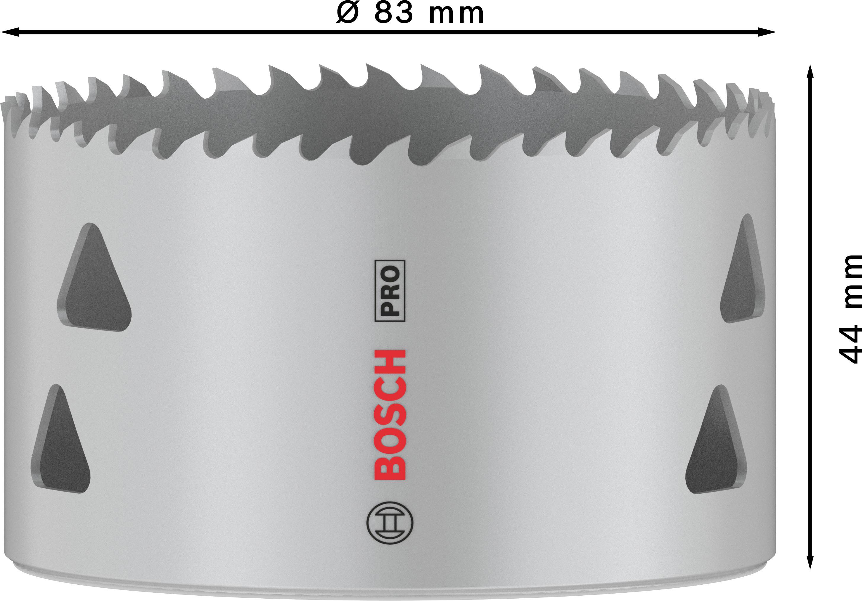 Cirkelzaagblad met 83 mm diameter en 44 mm hoogte, merk 'Bosch Pro'.