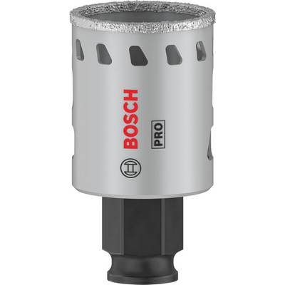 Bosch-boorbit met diamantbezette rand, geschikt voor professioneel gebruik. Zilveren behuizing met rode Bosch-logo en 'PRO'-opdruk.