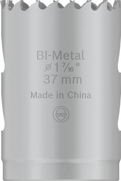 Bimetalen boorkroon, diameter 37 mm, gefabriceerd in China.