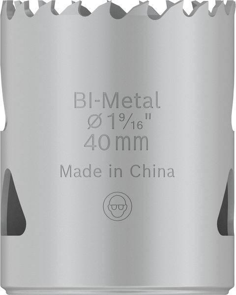 Bimetalen boorsnede, diameter 40 mm, gemaakt in China.