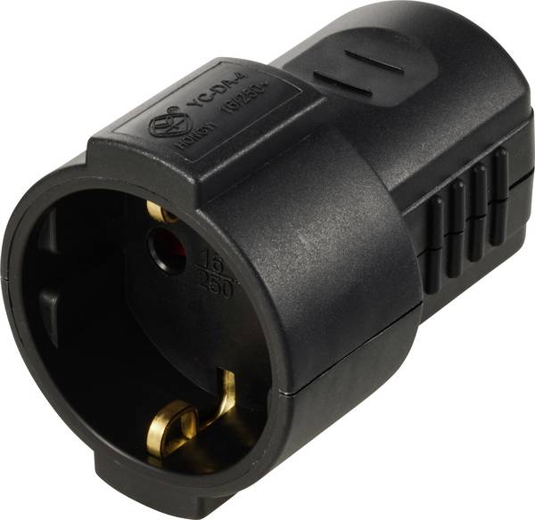 Sygonix SY-6629384 Koppeling met randaarde Polypropyleen (PP) 250 V/AC Zwart