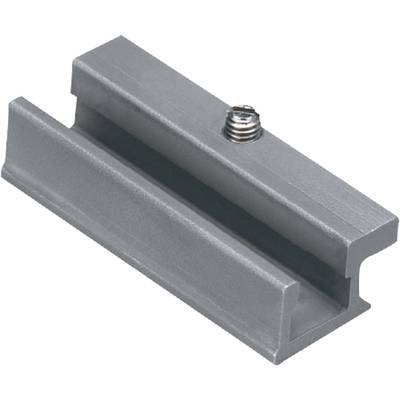 Aluminiumprofiel met gemonteerde schroef; zijaanzicht toont rechthoekige vorm en bruikbare opening, geschikt voor bevestigingen.