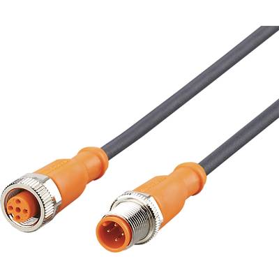 Twee oranje industriële connectorkabels met zilveren metalen sluitingen, op een witte achtergrond.