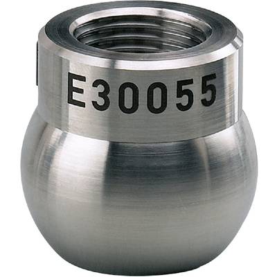 Metalen kogelscharnier met gravure 'E30055', glanzend oppervlak, cilindrische vorm.