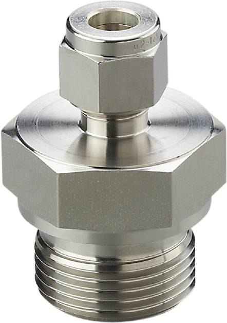 Metalen bevestiging met zeskantbout en cilindrische schacht, geschikt voor industriële of mechanische toepassingen.