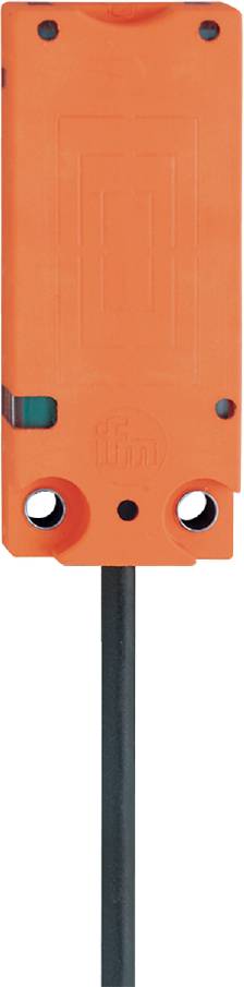 Een oranje sensor met meerdere gaten en een zichtbaar kabel.