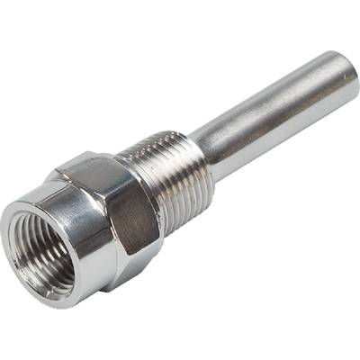 Metalen slangaraansluiting met schroefdraad, geschikt voor pijp- of kabelverbindingen. Hoogwaardige afwerking van de aansluitlocatie.