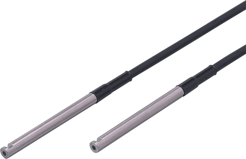 Twee metalen staven, één zilverkleurig, de andere zwart, parallel naast elkaar geplaatst.
