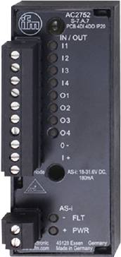 'Elektronisch onderdeel met meerdere aansluitingen en markering I1, I2, O1 tot O4; bedrijfsspanning 18-31,6V DC, 180mA.'