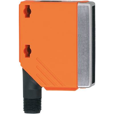 Een rechthoekig oranje apparaat met een grijze metalen strip aan de zijkant en een uitstekende zwarte kabel onderaan.