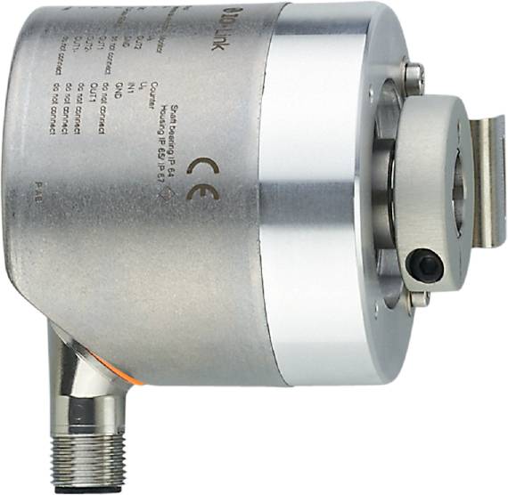 Zilveren metalen meetsensor met een cirkelvormige kop en een zijdelingse kabelaansluiting, gebruikt voor nauwkeurige positionsbepaling.