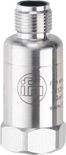 Cilindrisch metalen voorwerp met een logo en tekst: 'ifm elektronik'. Het voorwerp heeft een gladde, reflecterende oppervlakte.