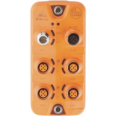 Elektrische aansluitmodule met vier ronde aansluitingen, gelabeld als X21, X22, X01 en X02, op een oranje achtergrond.