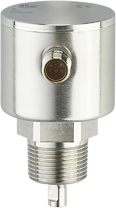 Een close-up van een metalen sensor met een schroefdraadaansluiting, geschikt voor drukmetingen in industriële toepassingen.