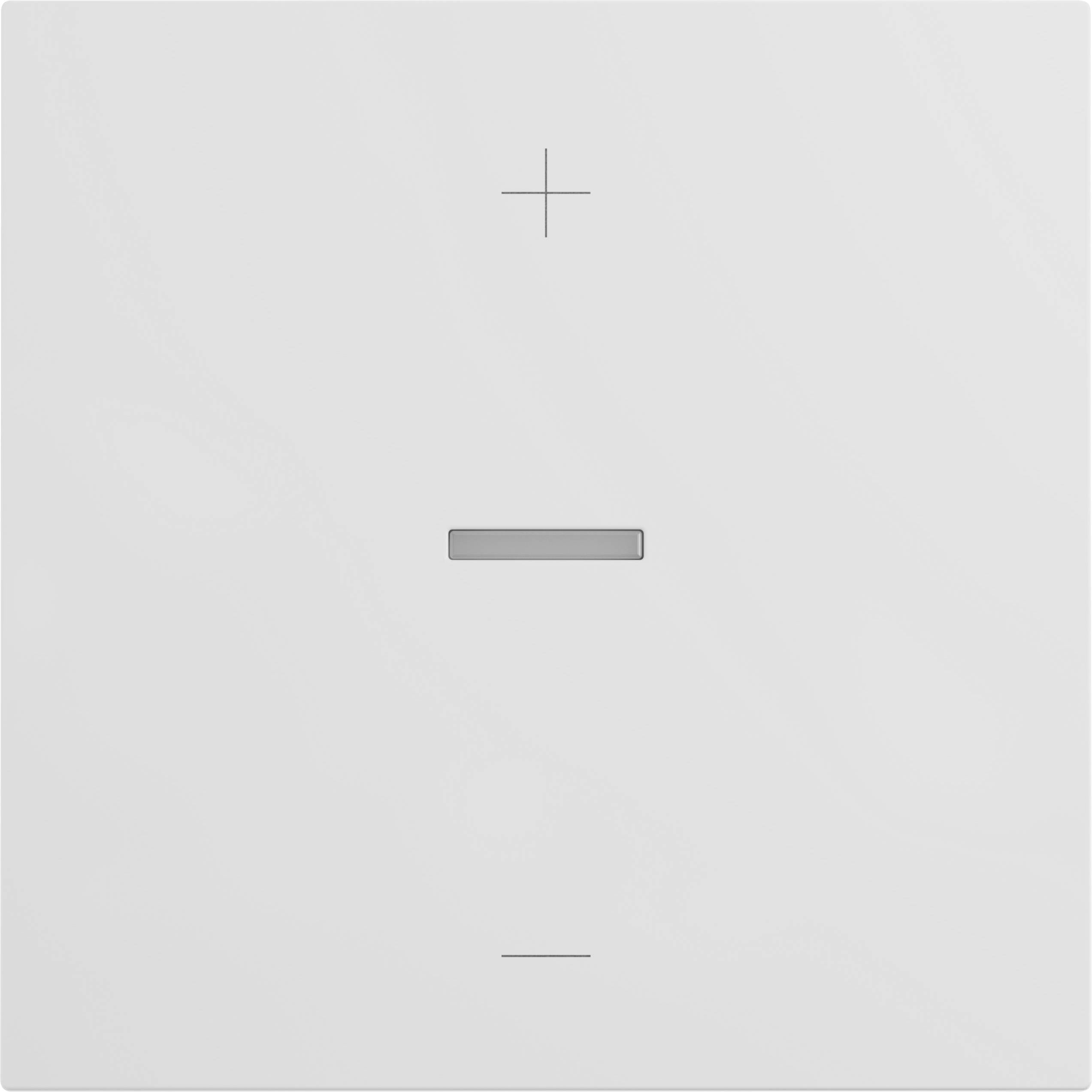 Een minimalistische lichtschakelaar met een subtiel plus- en minussymbool om de lichtintensiteit te regelen.
