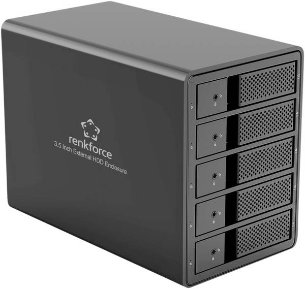 Renkforce RF-6647600 3,5" harde schijf behuizing 5 Bay 3.5 inch USB-A 3.0